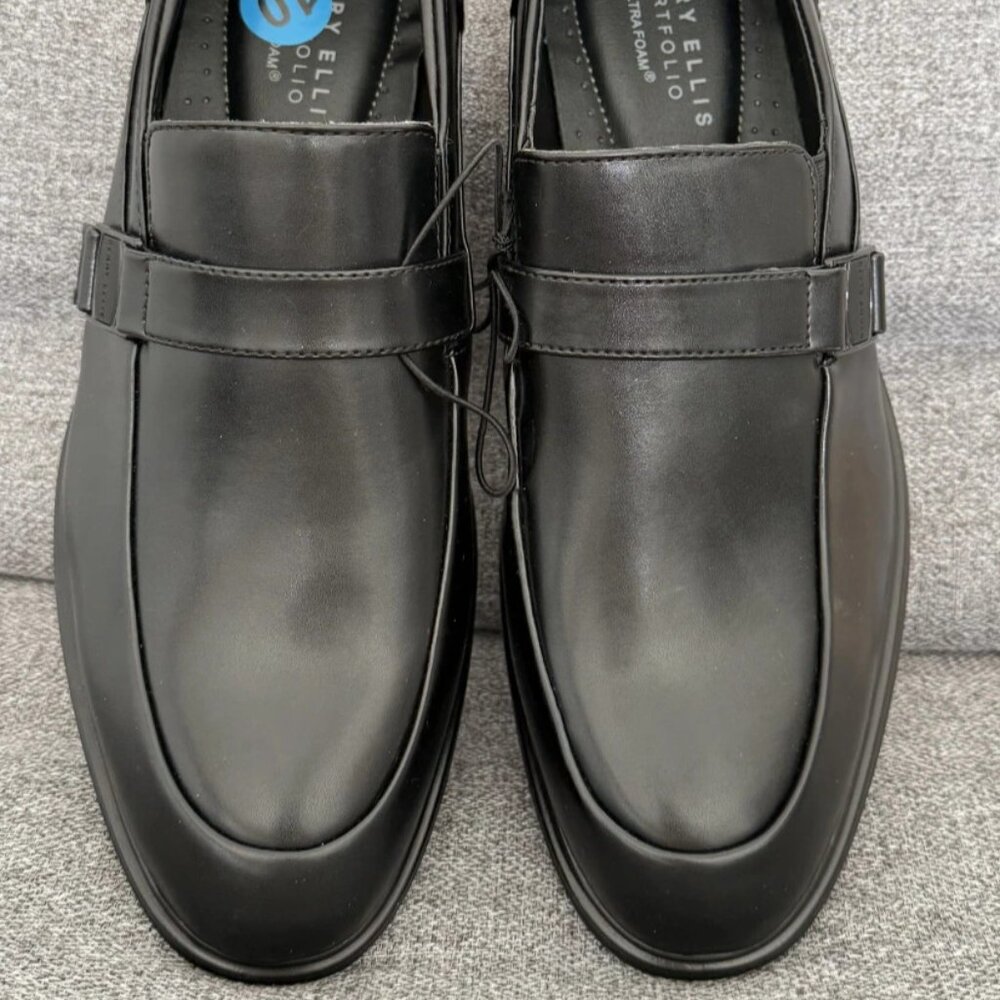 Perry Ellis Portfolio Ultra Foam Dress Shoes Black 10 Wide 10W NWOB
